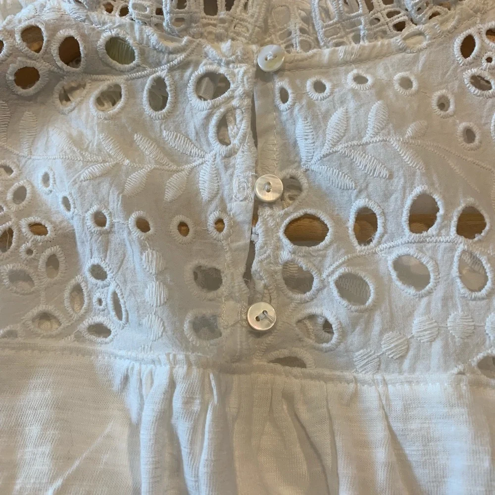 Anthropologie White Eyelet Puff Sleeve Blouse